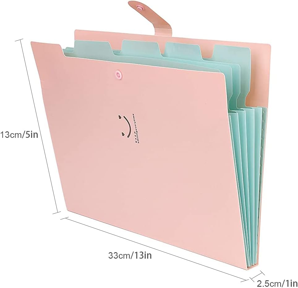 Folders - Snap closure - Accordion style - 5 compartments - Smiley face - 4 pieces - Image 4