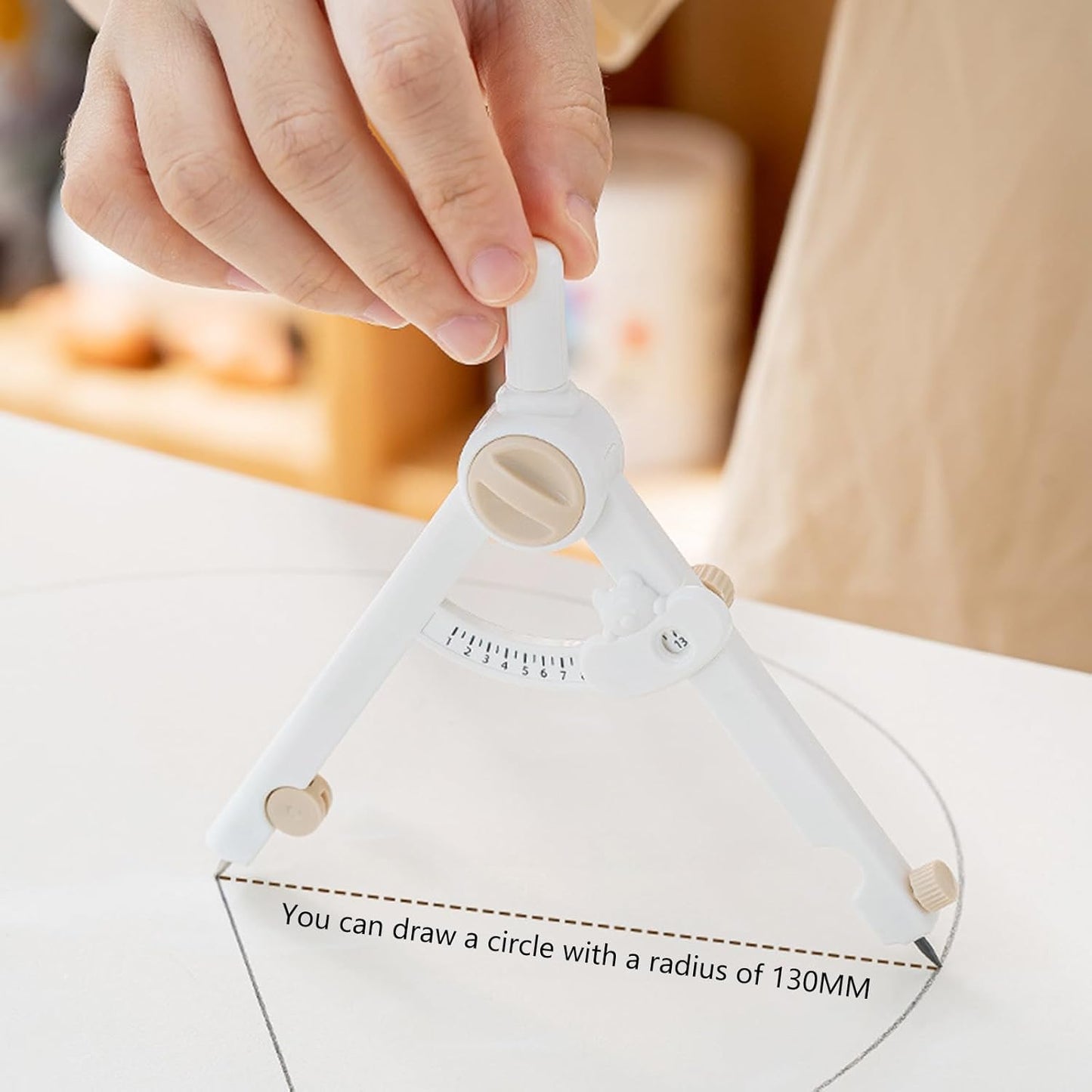 Compass - for drawing circles - adjustable scale - white - 1 piece - Image 4
