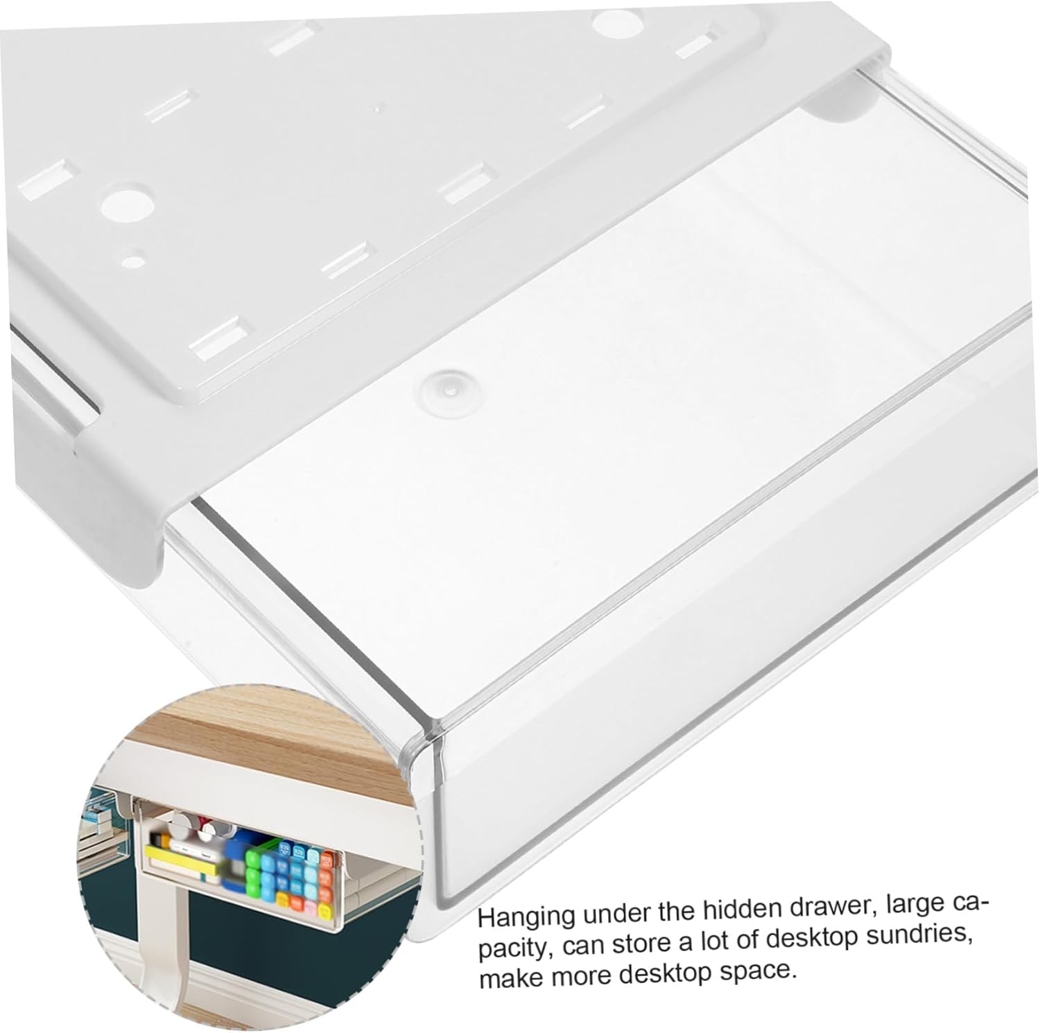 Under Desk Storage Box - Hidden Drawer - No Punching - Large Capacity - 1 Pack - Image 5