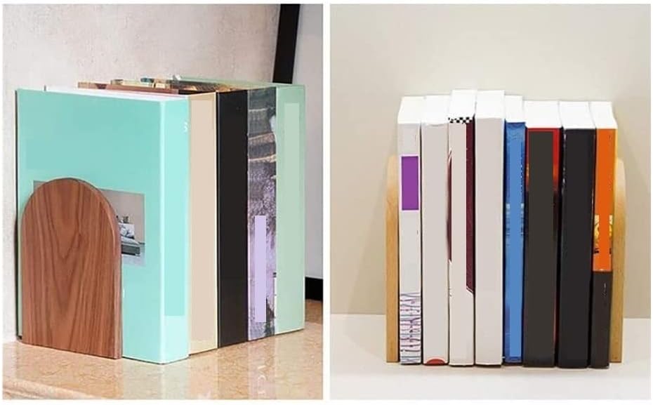 Bookends - Non-slip bookends - Heavy duty wooden bookends - Removable - 2-pack - Image 5