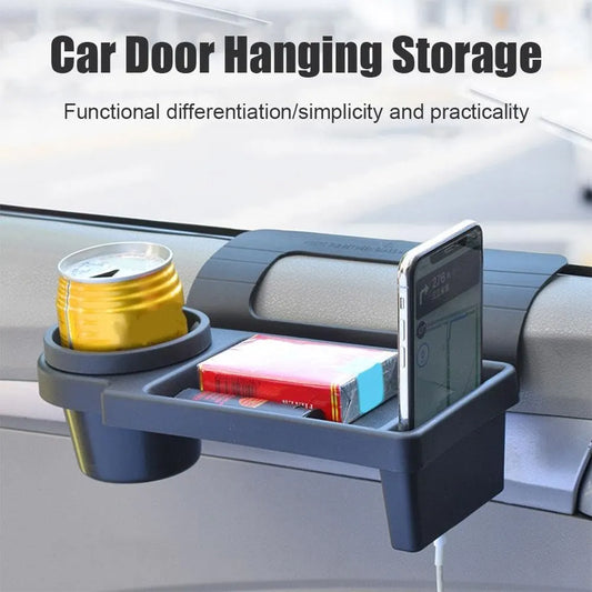 Car Door Storage Organizer with Cup Holder and Phone Tray, Space-Saving Vehicle Interior Accessory for Daily Driving, Black - Image 2