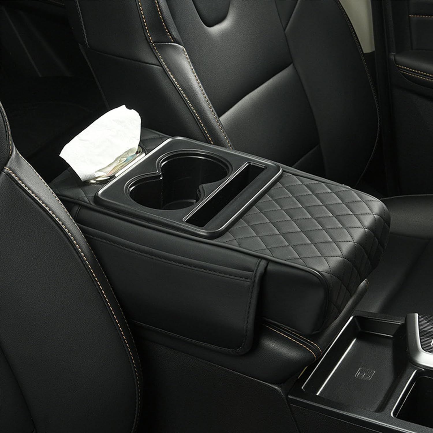 Car Key Box - Car Armrest Mat - Car Accessory Storage Mat - Wear-resistant and Anti-Fouling - Armrest Box Mat - Black
