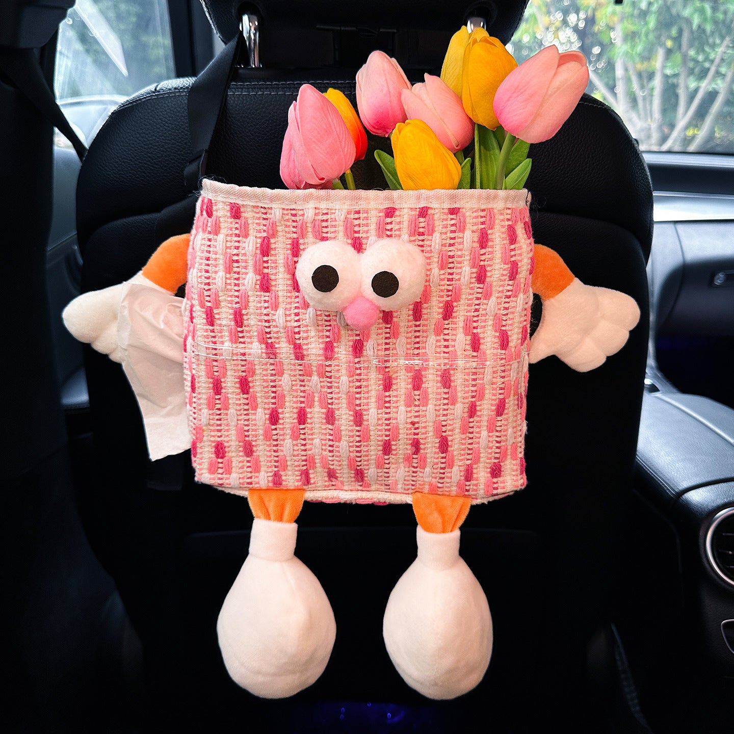 Car Key Box - Fun storage box for the car with hanging compartment - Scratch-resistant storage bag for the backseat - Handy car accessory - Large capacity - Pink - Image 2