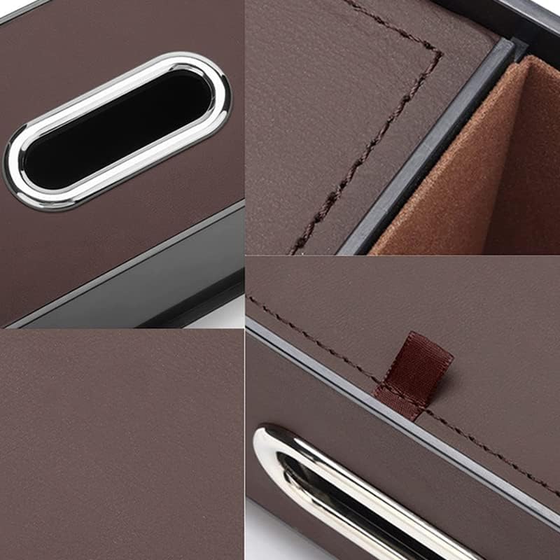 Car Key Box - Car Tissue Box - Includes 2 Cup Holders - Includes Hook - PU Leather - Waterproof, Dirt-Repellent and Wear-Resistant - Easy to Install, Accessory Storage - Can Hang Garbage Bags - Brown - Image 3