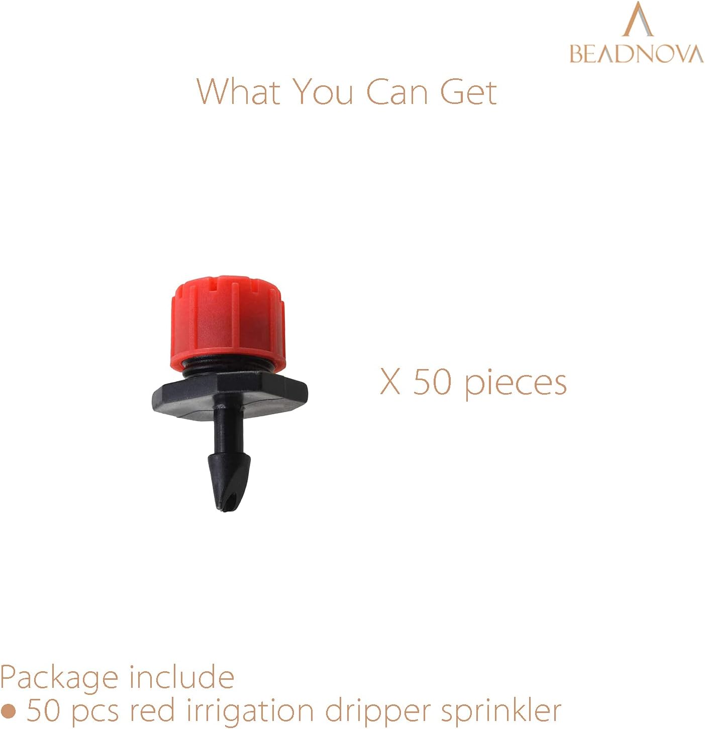 Drip Irrigation Emitters 50 Pieces Irrigation Drippers 360 Degree System Emitters Sprinklers Drip Irrigation 1/4 Inch Pipe Gardening (Red) - Image 3