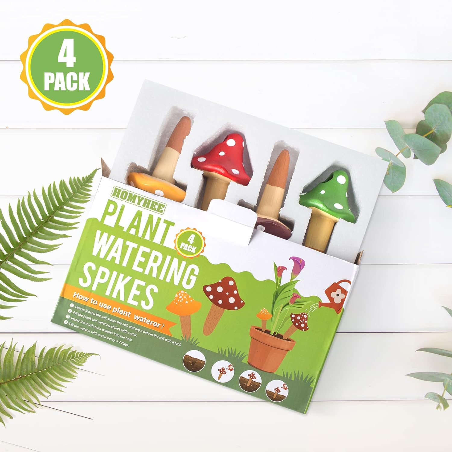 Self-Watering Spikes, Mushroom-Shaped Plant Watering Balls, Irrigation, Terracotta Watering Device, Garden Irrigation for Indoor and Outdoor Plants, 4-Pack - Image 2