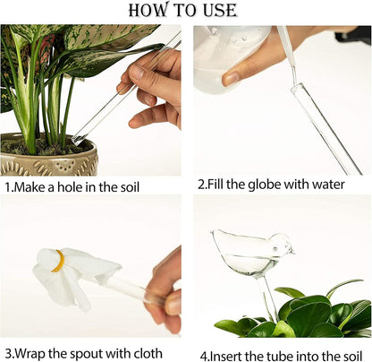 Self-watering globes, bird-shaped plant watering device, hand-blown, clear glass globe for indoor and outdoor plants, pack of 2 - Image 4