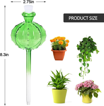 Self-watering planter. Watering devices for plants. Watering bulbs for plants. 4 plant watering bulbs. Green, cactus-shaped, self-watering bulbs, medium-sized. Gifts for plant lovers. - Image 2