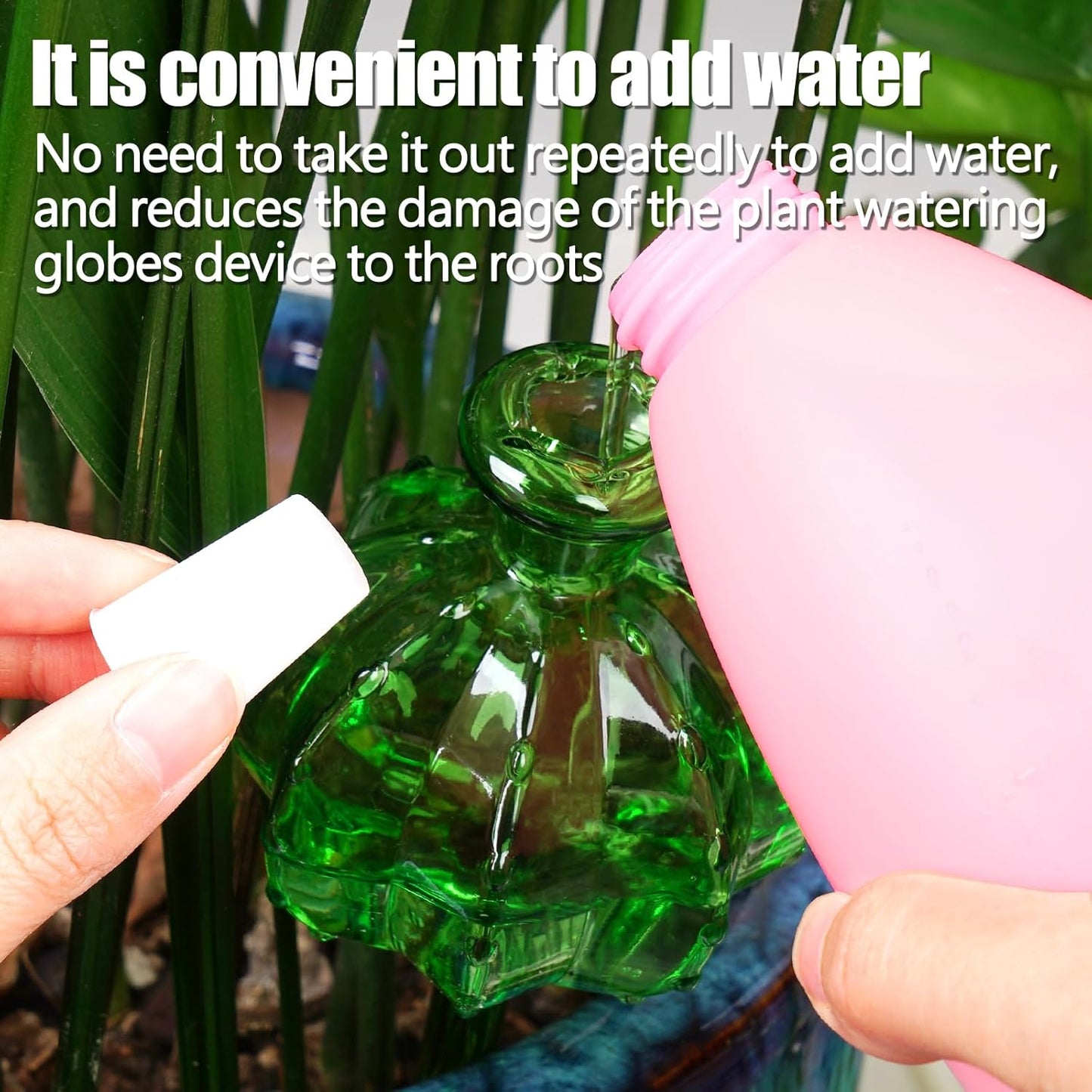 Self-watering planter. Watering devices for plants. Watering bulbs for plants. 4 plant watering bulbs. Green, cactus-shaped, self-watering bulbs, medium-sized. Gifts for plant lovers. - Image 3