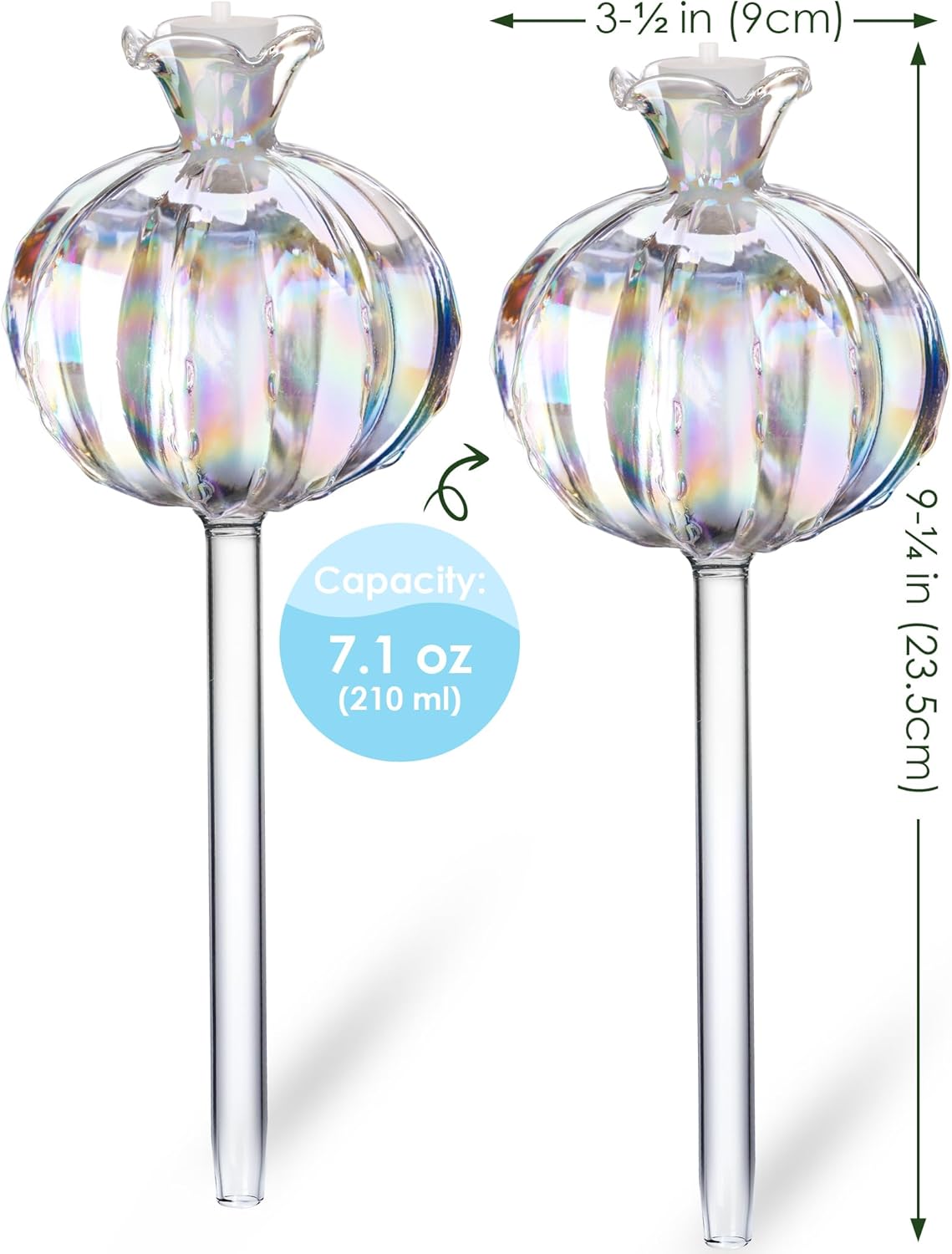 Large Plant Watering Balls (2-Pack), Iridescent Glass Cactus Self-Watering Globe, Glass Watering Device for Potted Plants - 4.7 oz/140 ml Capacity, Automatic Irrigation System, Cute Garden Gift - Image 3