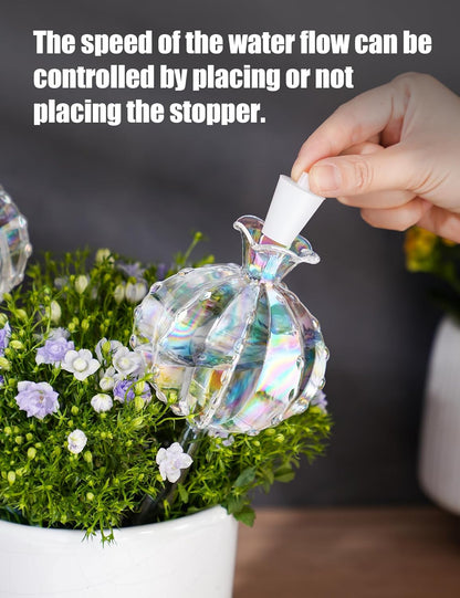 Large Plant Watering Balls (2-Pack), Iridescent Glass Cactus Self-Watering Globe, Glass Watering Device for Potted Plants - 4.7 oz/140 ml Capacity, Automatic Irrigation System, Cute Garden Gift - Image 5