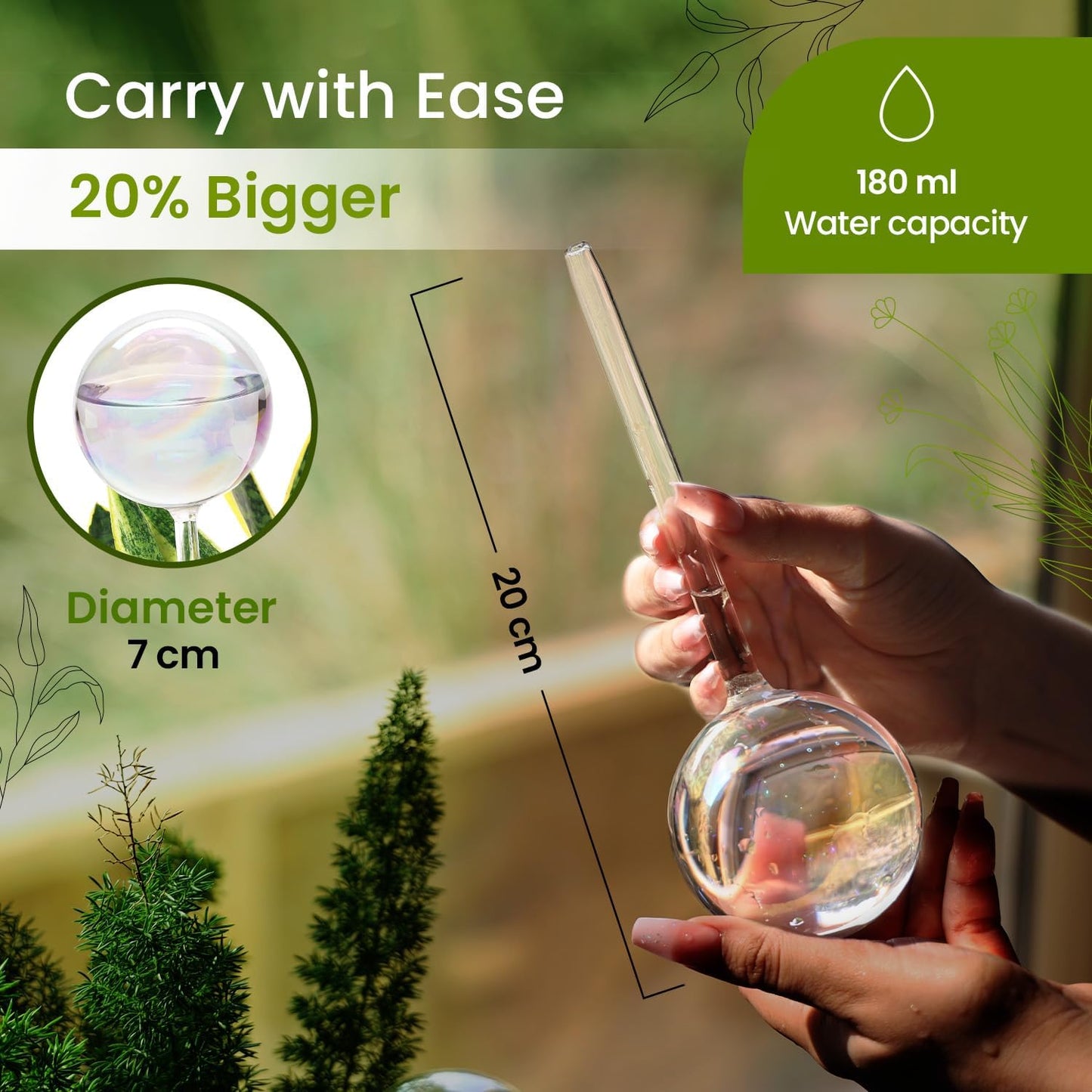 Iridescent self-watering balls, glass rainbow plant watering balls, self-watering planter insert, automatic indoor plant watering, plant watering devices, plant watering balls, watering ball - Image 2