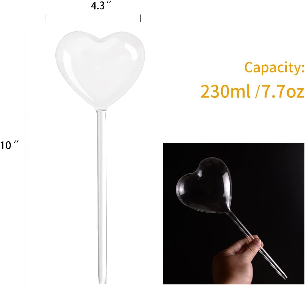 Self-watering plant watering balls, hand-blown glass plant watering balls, watering balls for indoor and outdoor plants, 2 hearts - Image 3