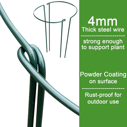 Plant Support Poles, 6-Pack Metal Peony Cages and Supports, Plant Support Cage for Garden Poles, Large Plant Support Ring for Outdoor and Indoor Use, Snake Plant, Peony, Flower Tendril (25cm W x 40cm H) - Image 3