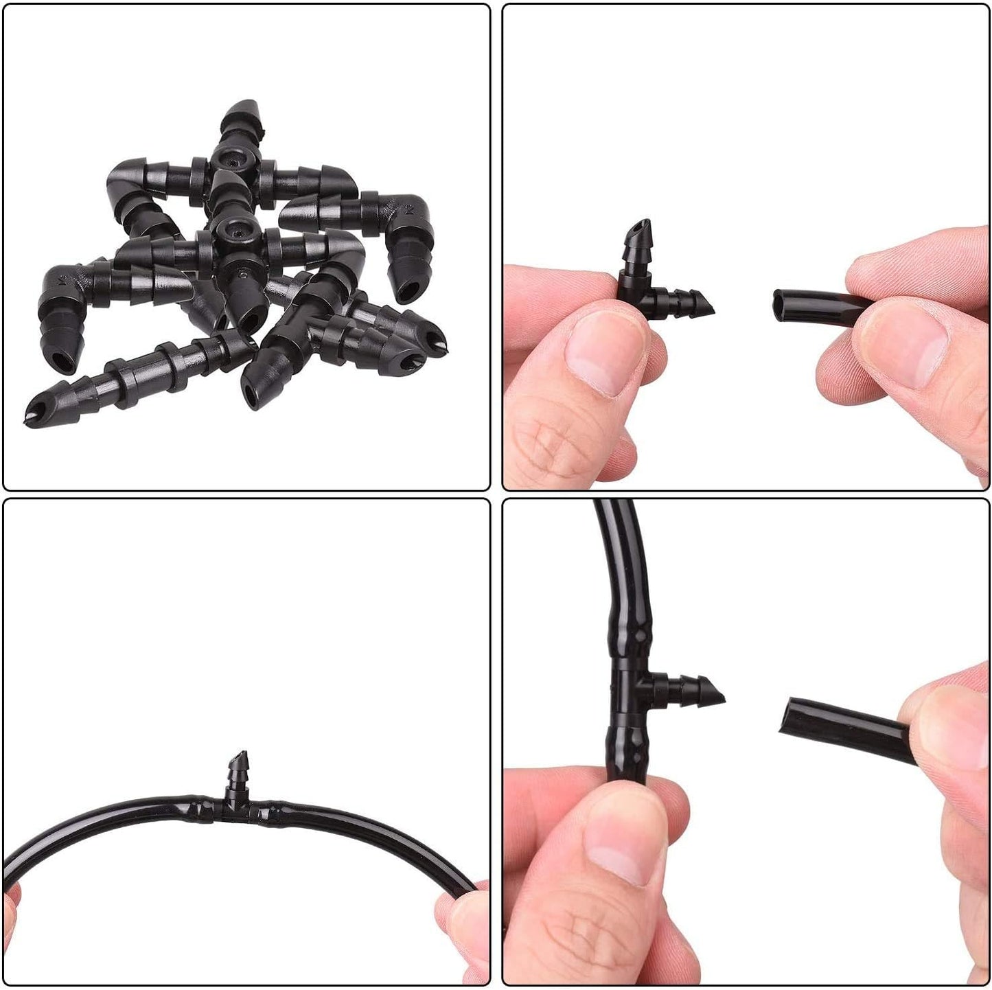 50 pieces Drip Irrigation 1/4" Tee with Barb, Barb Connectors Fit Universal 1/4 Inch Drip Hose, Irrigation Tee for Drip or Sprinkler System - Image 2