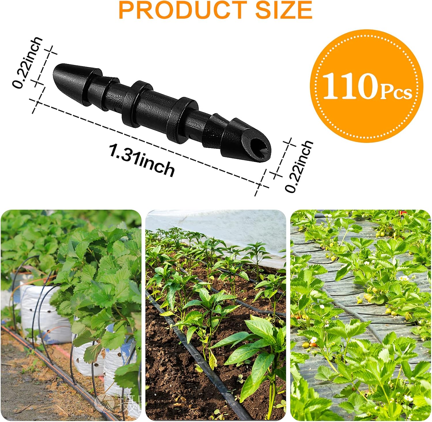 Drip Irrigation Couplings - Pack of 110 Couplings for 1/4" Hoses, Barb Connectors for Drip or Sprinkler Systems - Image 2