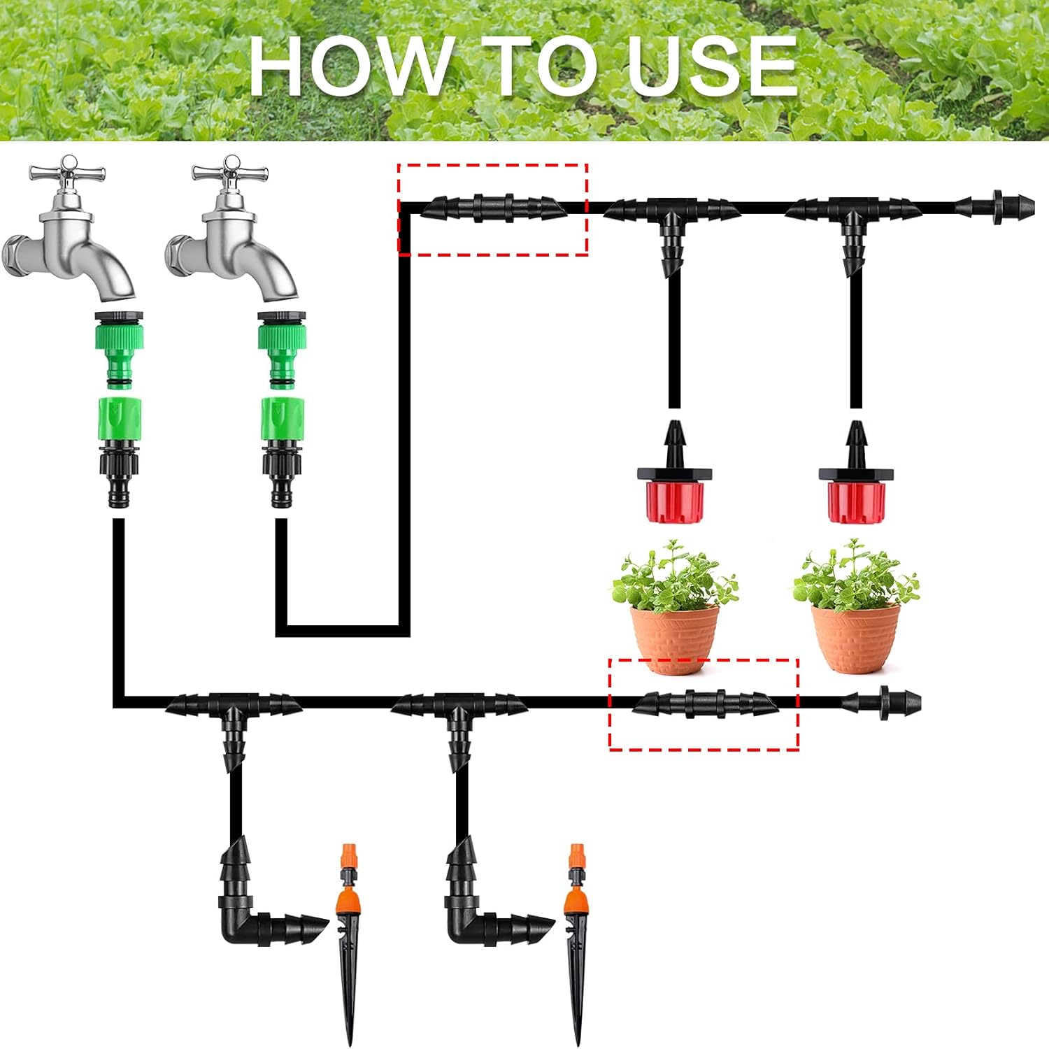 Drip Irrigation Couplings - Pack of 110 Couplings for 1/4" Hoses, Barb Connectors for Drip or Sprinkler Systems - Image 5