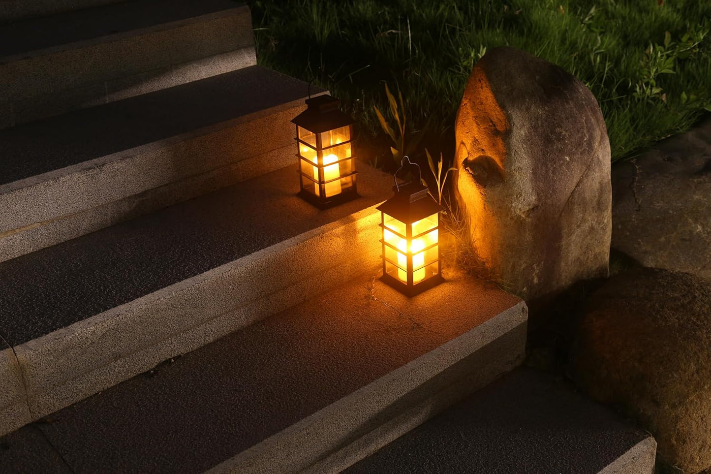 Waterproof outdoor solar lamp with candle flame effect, energy saving, warm white LED for patio, garden, lawn, terrace, tent, tree and garden - 2-pack - Image 2