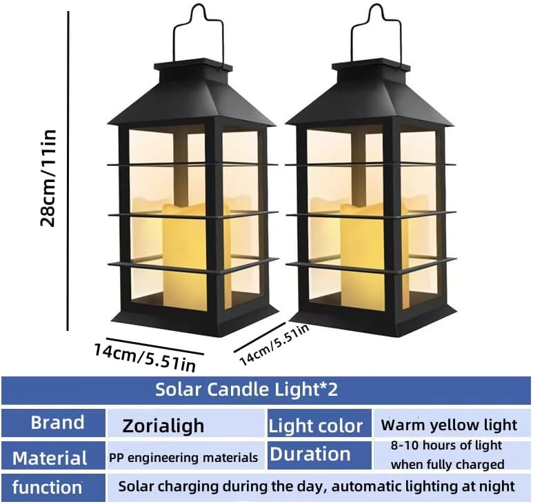 Waterproof outdoor solar lamp with candle flame effect, energy saving, warm white LED for patio, garden, lawn, terrace, tent, tree and garden - 2-pack - Image 5