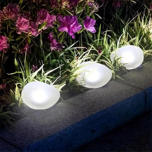 Solar Garden Light Outdoor Glow Cobblestone Shape Lamp Garden Decor Light - White & RGB Light Waterproof Landscape Night Light for Lawn/Patio/Path 1 pc. - Image 2