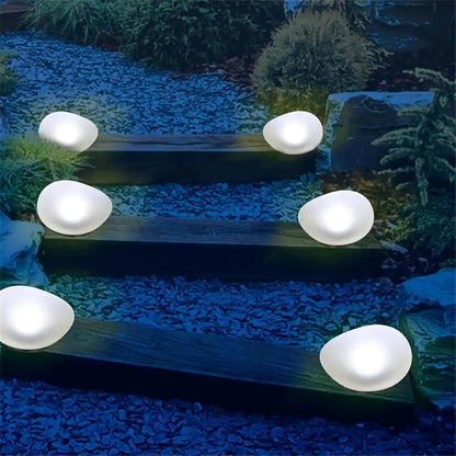 Solar Garden Light Outdoor Glow Cobblestone Shape Lamp Garden Decor Light - White & RGB Light Waterproof Landscape Night Light for Lawn/Patio/Path 1 pc. - Image 3