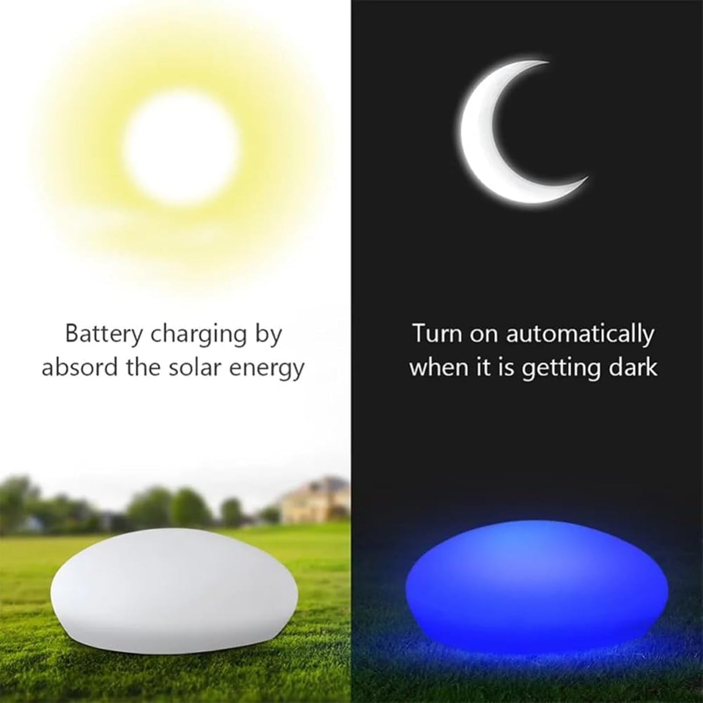 Solar Garden Light Outdoor Glow Cobblestone Shape Lamp Garden Decor Light - White & RGB Light Waterproof Landscape Night Light for Lawn/Patio/Path 1 pc. - Image 4