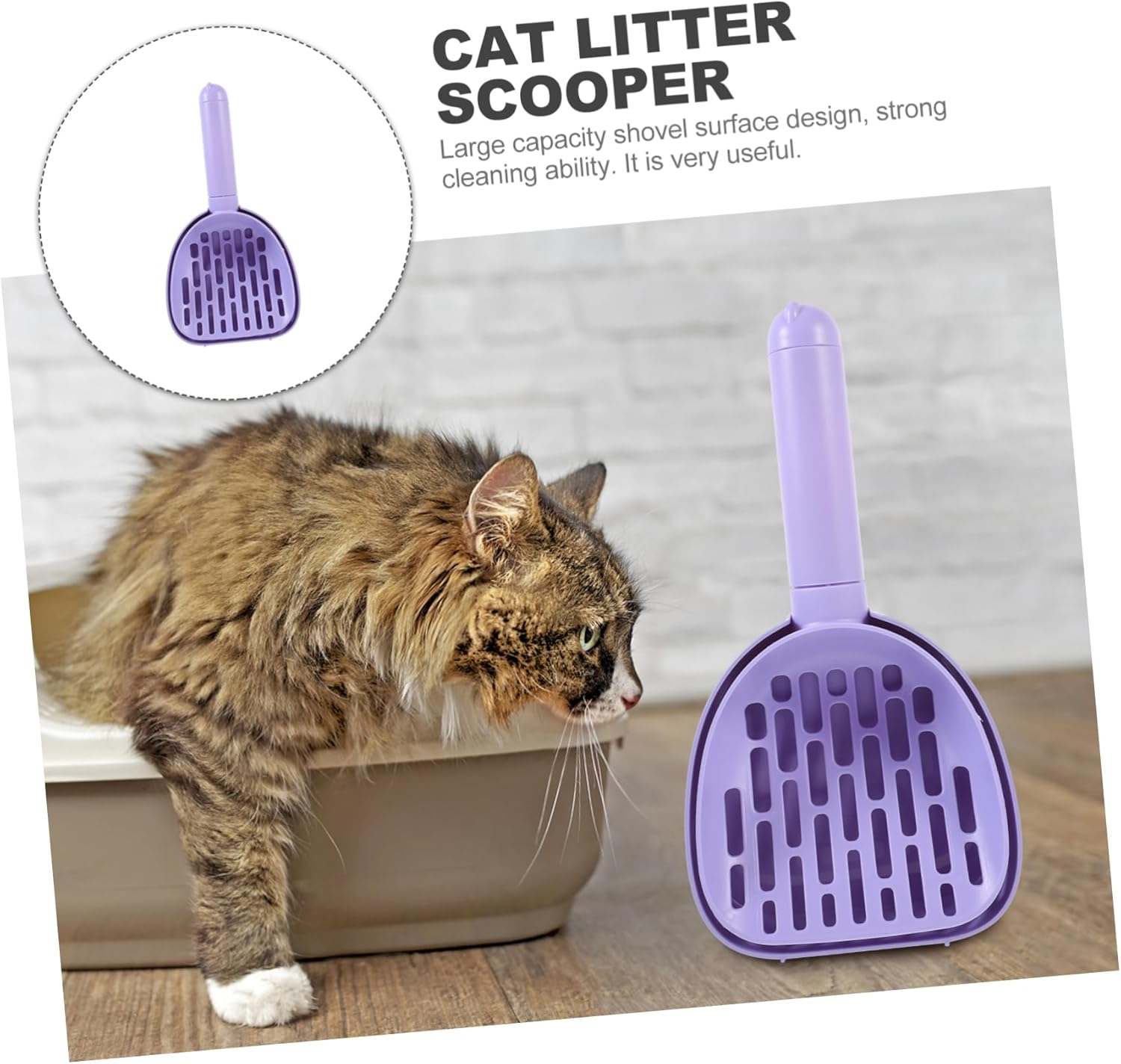 Cat Litter Scoop - Multifunctional - With Foot - Poop Picker - Purple - 1 Pack - Image 3