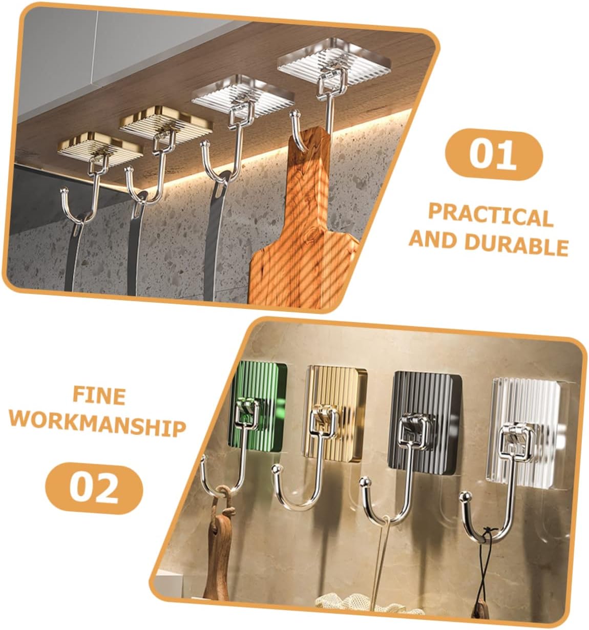 Self-adhesive Nail - nail-free kitchen and bathroom hooks - metal coat rack, wall coat hooks - decorative children's towel rack - self-adhesive wall hooks - four colors - Image 3