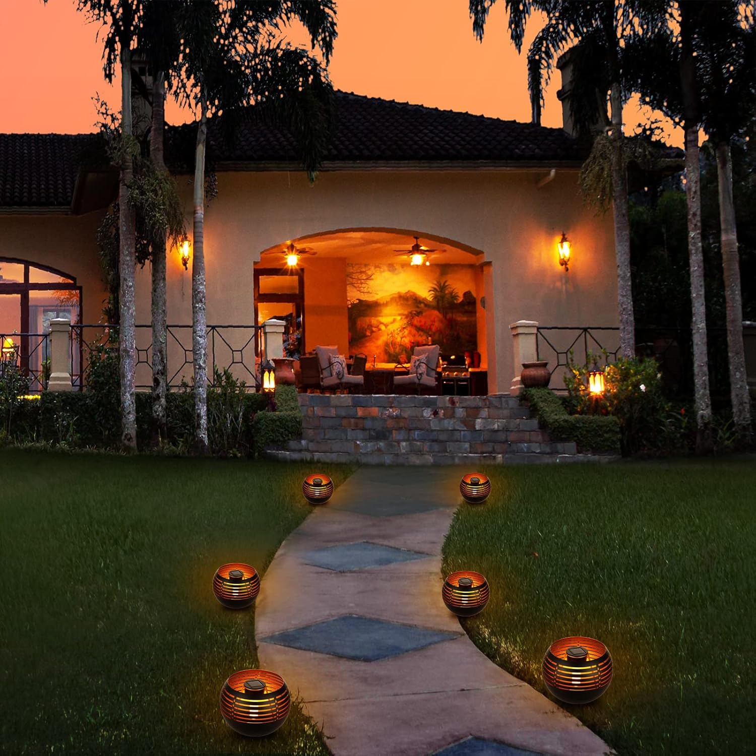 Waterproof outdoor solar lanterns, solar table lamp for outdoor patio, metal pot with warm yellow dancing and flickering flame light, decorative LED table lamp for garden decor, landscape, yard - Image 2