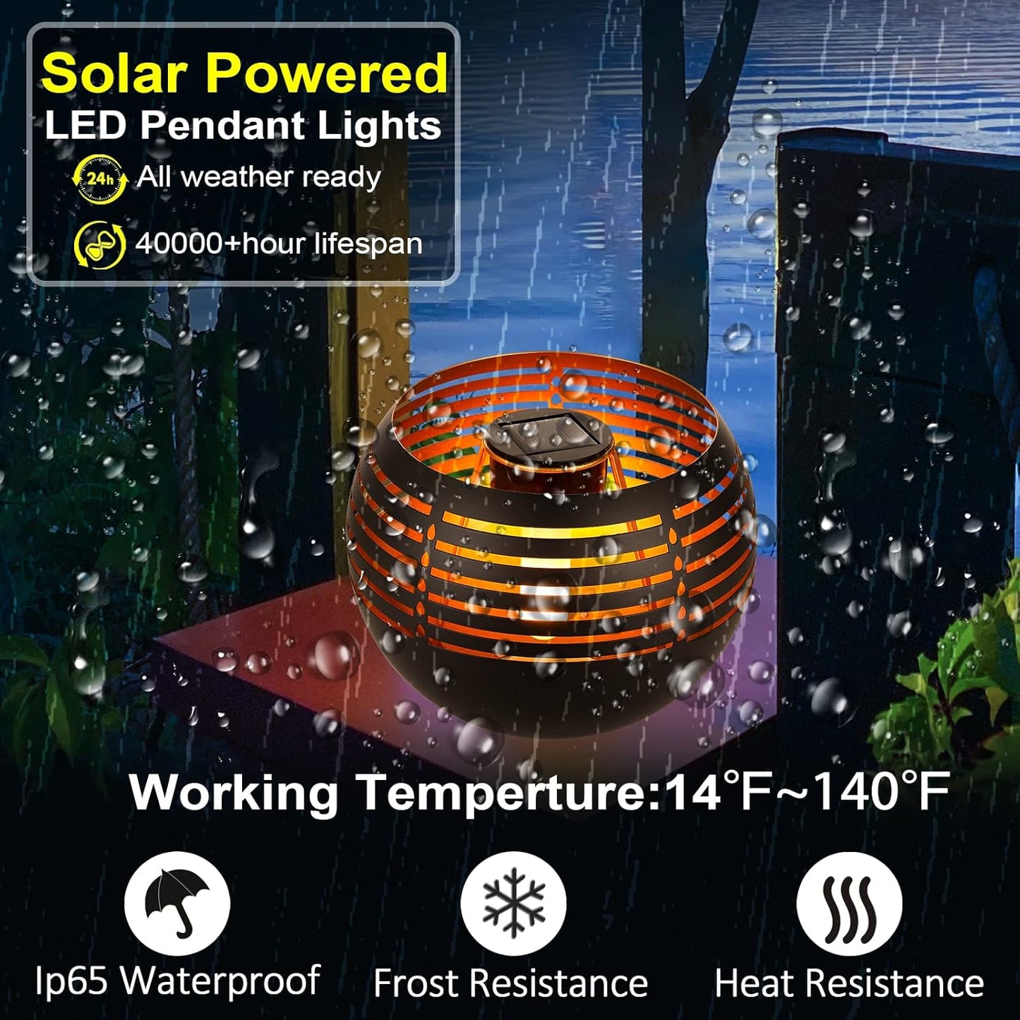 Waterproof outdoor solar lanterns, solar table lamp for outdoor patio, metal pot with warm yellow dancing and flickering flame light, decorative LED table lamp for garden decor, landscape, yard - Image 4