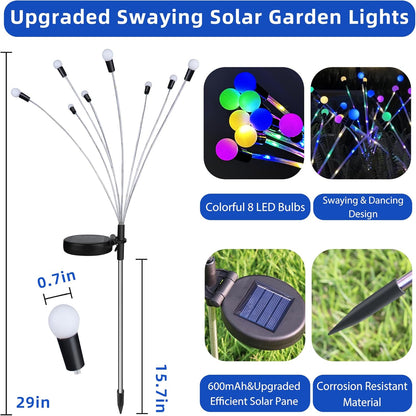 Solar garden lights, Christmas decoration, solar-powered fairy-tale outdoor lights, waterproof, 1-pack, 8 LEDs that move in the wind, dancing fireflies as light for garden decoration, yard, patio, path decoration - Image 3
