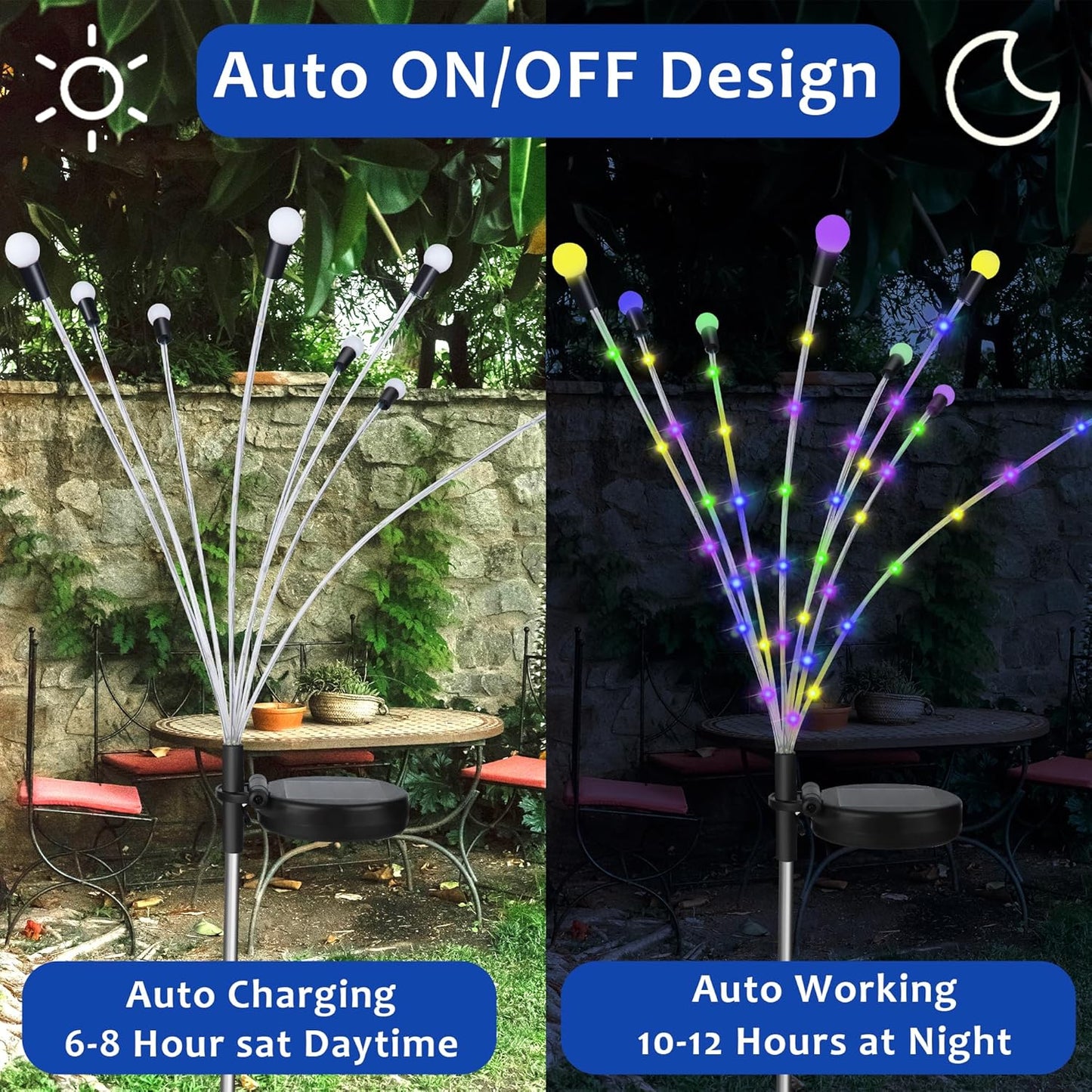 Solar garden lights, Christmas decoration, solar-powered fairy-tale outdoor lights, waterproof, 1-pack, 8 LEDs that move in the wind, dancing fireflies as light for garden decoration, yard, patio, path decoration - Image 5
