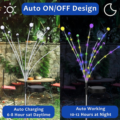 Solar garden lights, Christmas decoration, solar-powered fairy-tale outdoor lights, waterproof, 1-pack, 8 LEDs that move in the wind, dancing fireflies as light for garden decoration, yard, patio, path decoration - Image 5