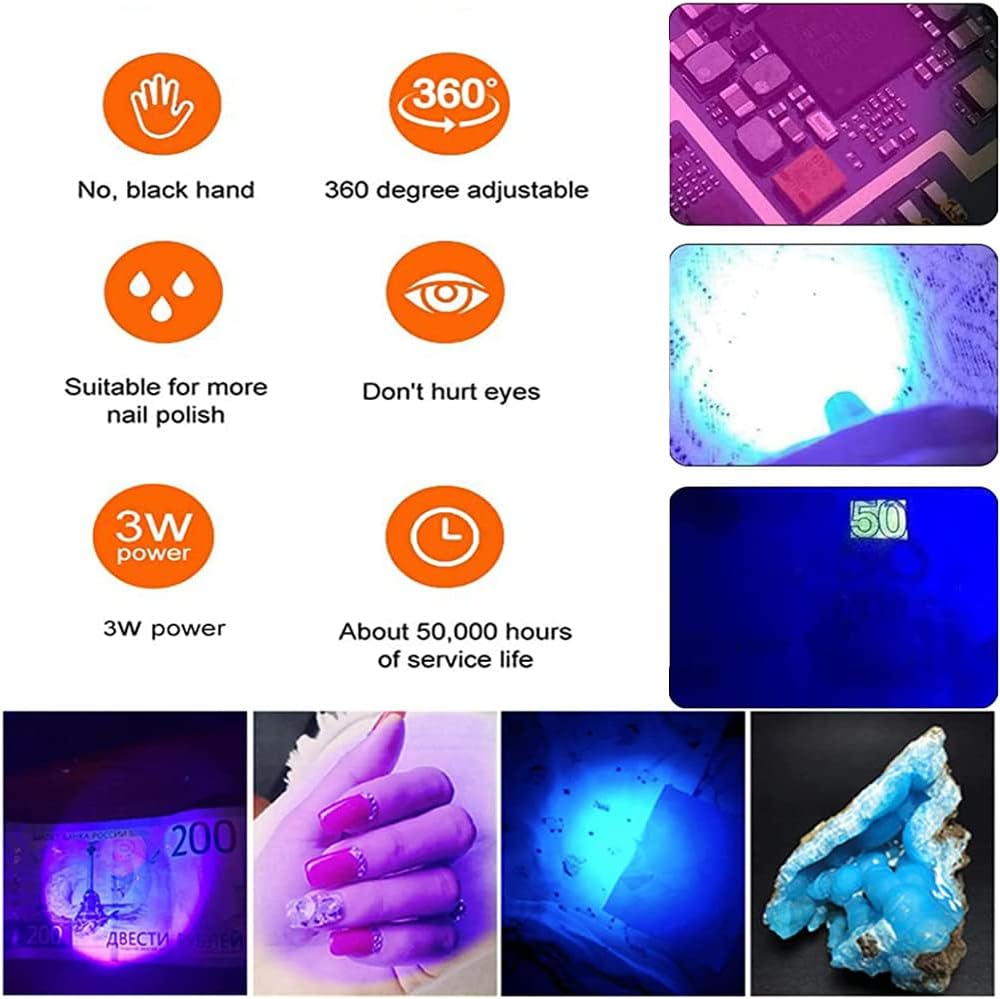 Mini UV Lamp for Gel Nails, LED Curing Lamp with Flexible Gooseneck and Clamp, 3W Portable Small Manicure UV Lamp, Nail Dryer for Curing Resin Nail Art. - Image 5