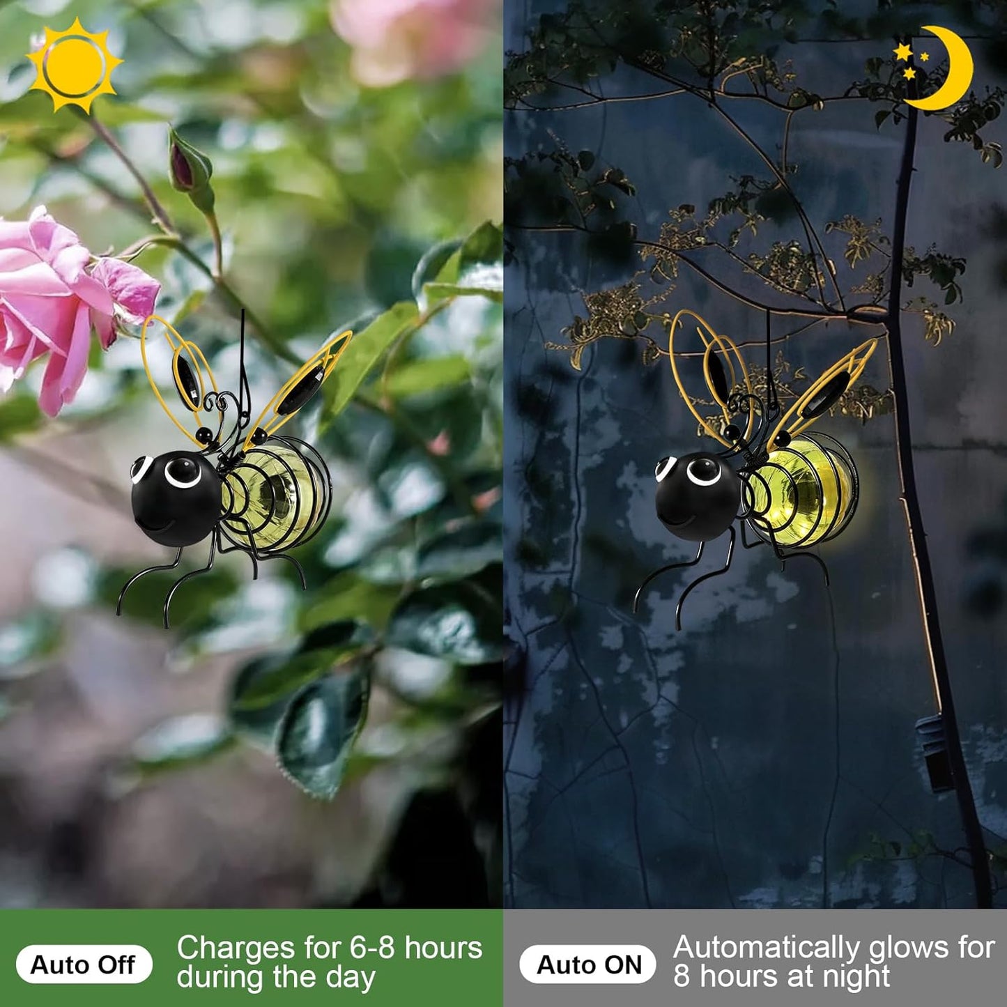 Hanging Bee Sun Garden Light Outdoor Decoration, Outdoor Statues, Figure Lighting Decorations for patio, balcony, garden ornament, housewarming (1 piece) - Image 2