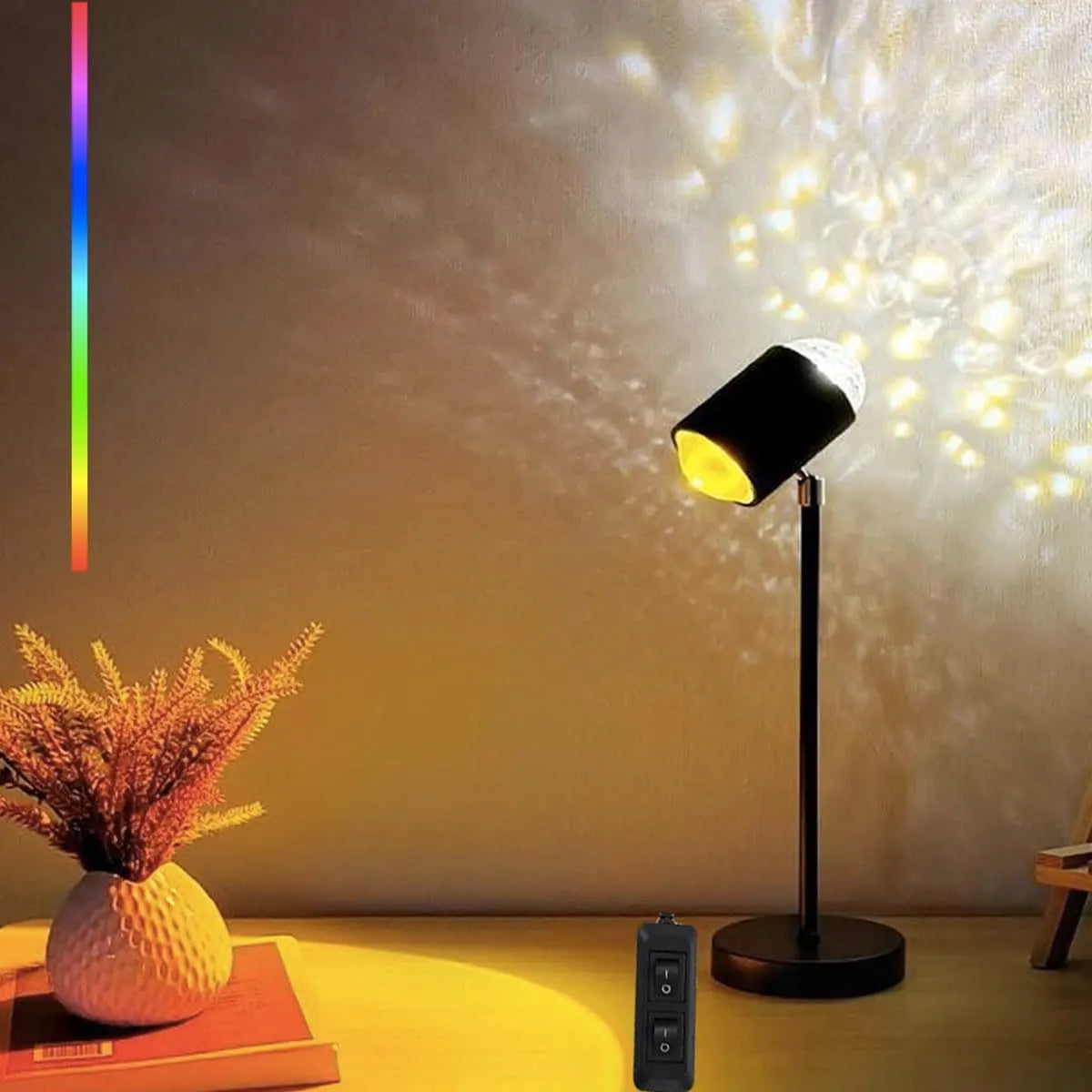 Water Ripple Lamp Sunset Lamp 2-in-1 3D Projector LED Light Sunset Ocean Light Project USB Powered Night Light 360° Rotation Button Control for Bedroom Photography Festive Atmosphere - Image 3