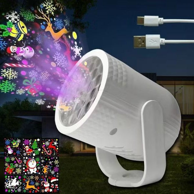 Christmas Projector Lights - LED Snowflake Projector Light with USB Power for Living Room, New Year, Party, Christmas Decoration, Indoor and Outdoor (White) - Image 2