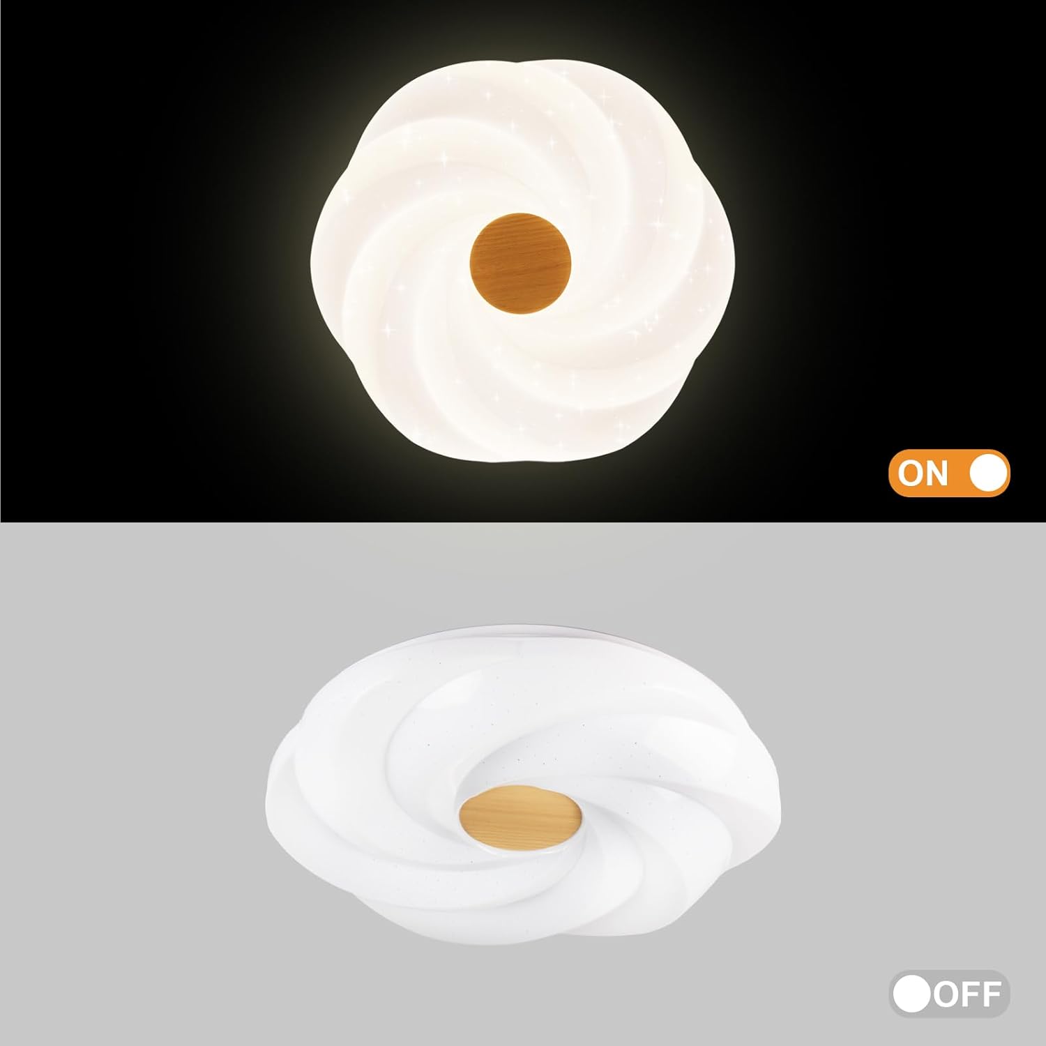 LED recessed ceiling light, 48W dimmable flower shape ceiling lamp, 14.8 inch 3 CCT, close to the ceiling, suitable for bedroom, hallway, living room, - Image 3