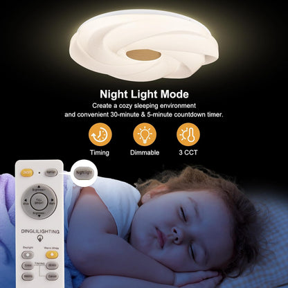 LED recessed ceiling light, 48W dimmable flower shape ceiling lamp, 14.8 inch 3 CCT, close to the ceiling, suitable for bedroom, hallway, living room, - Image 4