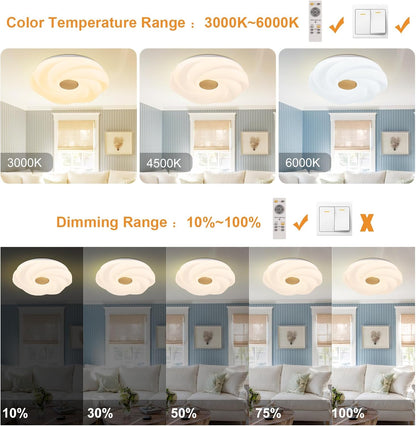 LED recessed ceiling light, 48W dimmable flower shape ceiling lamp, 14.8 inch 3 CCT, close to the ceiling, suitable for bedroom, hallway, living room, - Image 5