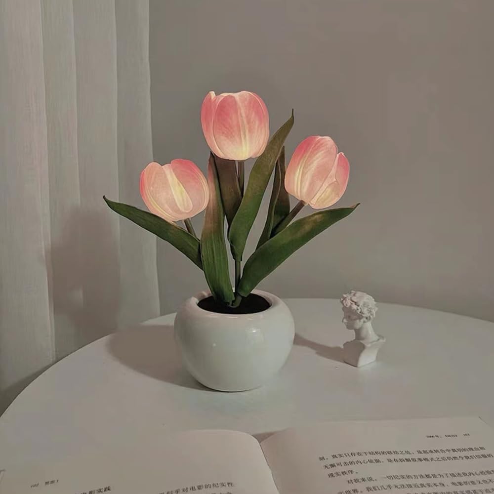 Tulip night light, rechargeable LED night lamp, floral table lamp for bedroom living room birthday party desktop home decoration - Image 2