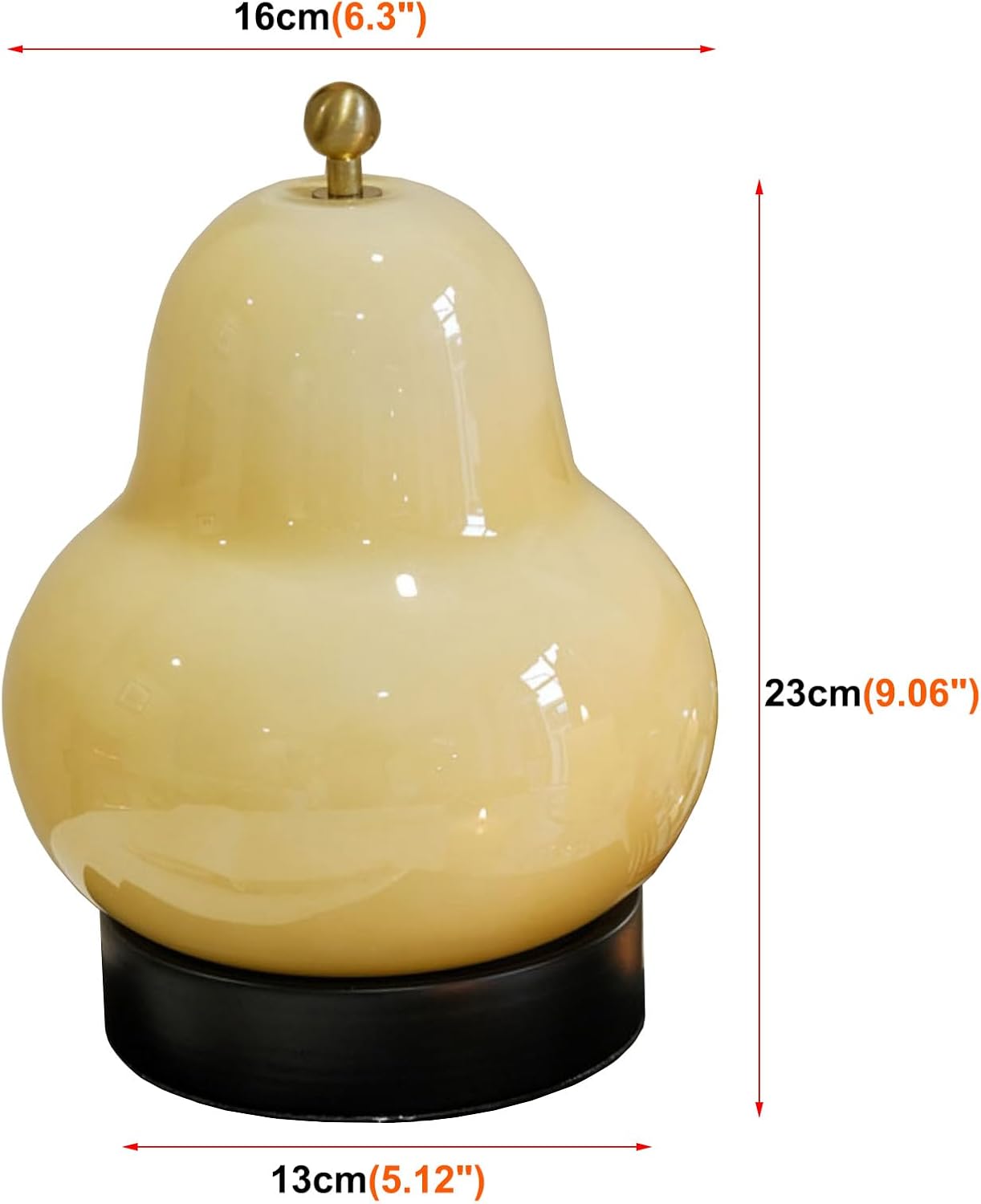 5W LED Portable Night Light, French Retro Milky Pear Shaped Gourd Table Lamp, Dimmable Color Changing Desk Lamp, Battery Operated and Rechargeable with USB Cable, Milky Yellow Table Lamp - Image 4