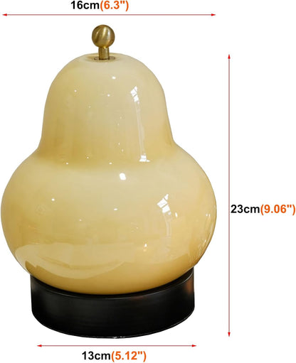 5W LED Portable Night Light, French Retro Milky Pear Shaped Gourd Table Lamp, Dimmable Color Changing Desk Lamp, Battery Operated and Rechargeable with USB Cable, Milky Yellow Table Lamp - Image 4