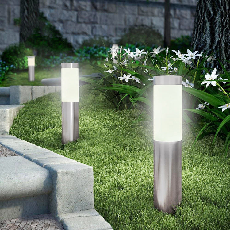 Solar Powered Outdoor Lamp - Stainless Steel - Cylindrical Garden Lamp - Waterproof - 1 Pack - Image 2