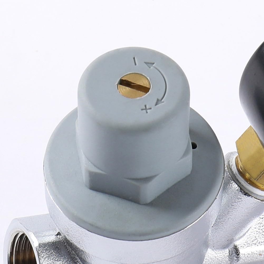 Adjustable pressure reducing valve with integrated pressure gauge for hot and cold water, brass pipe valve for home, commercial and industrial use (DN15) - Image 3
