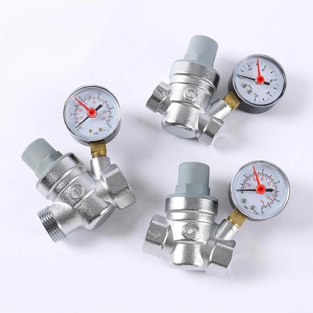 Adjustable pressure reducing valve with integrated pressure gauge for hot and cold water, brass pipe valve for home, commercial and industrial use (DN15) - Image 5