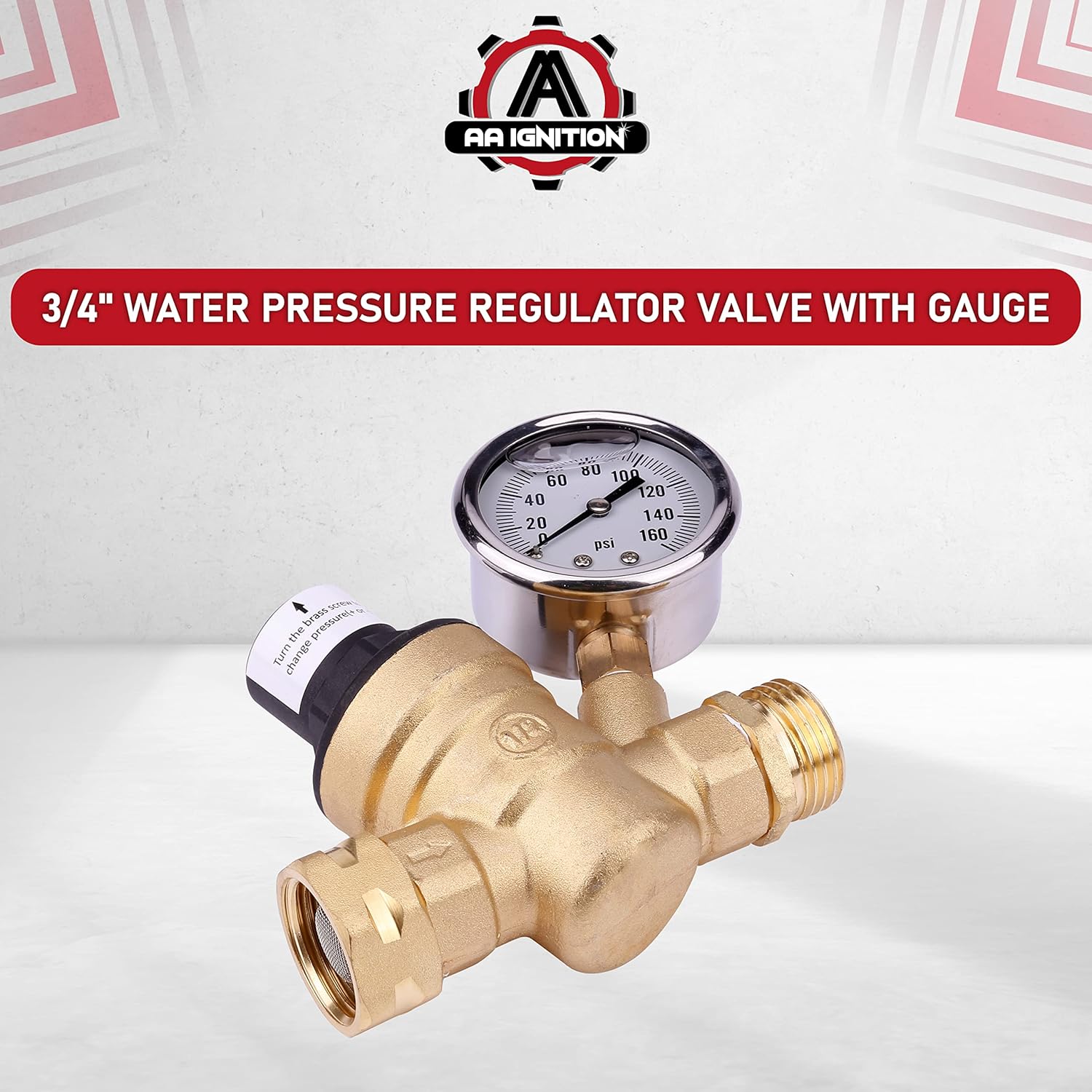 RV Water Pressure Regulator with Gauge Adjustable 3/4" Hose Valve - RV Water Pressure Regulator with Gauge - RV Camper Water Pressure Regulator, Trucks, Trailers - Trailer Water Pressure Gauge - Image 5