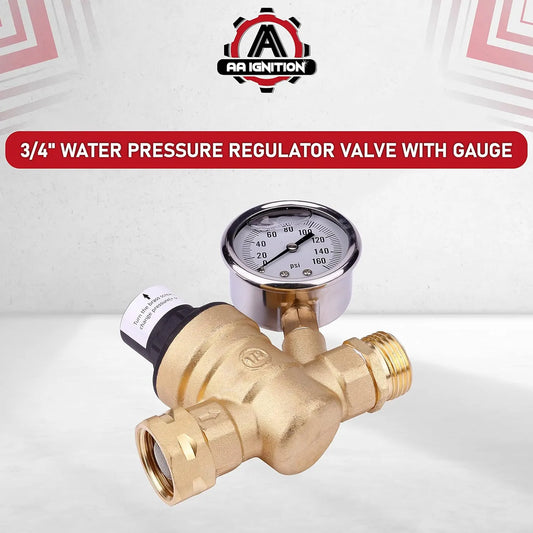 RV Water Pressure Regulator with Gauge Adjustable 3/4" Hose Valve - RV Water Pressure Regulator with Gauge - RV Camper Water Pressure Regulator, Trucks, Trailers - Trailer Water Pressure Gauge - Image 5