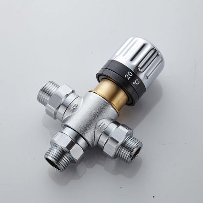 3-way thermostatic water mixer DN15, temperature control hot and cold, G1/2 NPS male connections, anti-scald temperature mixers for bathroom, under-sink taps, shower, bath, bidet (chrome) - Image 5