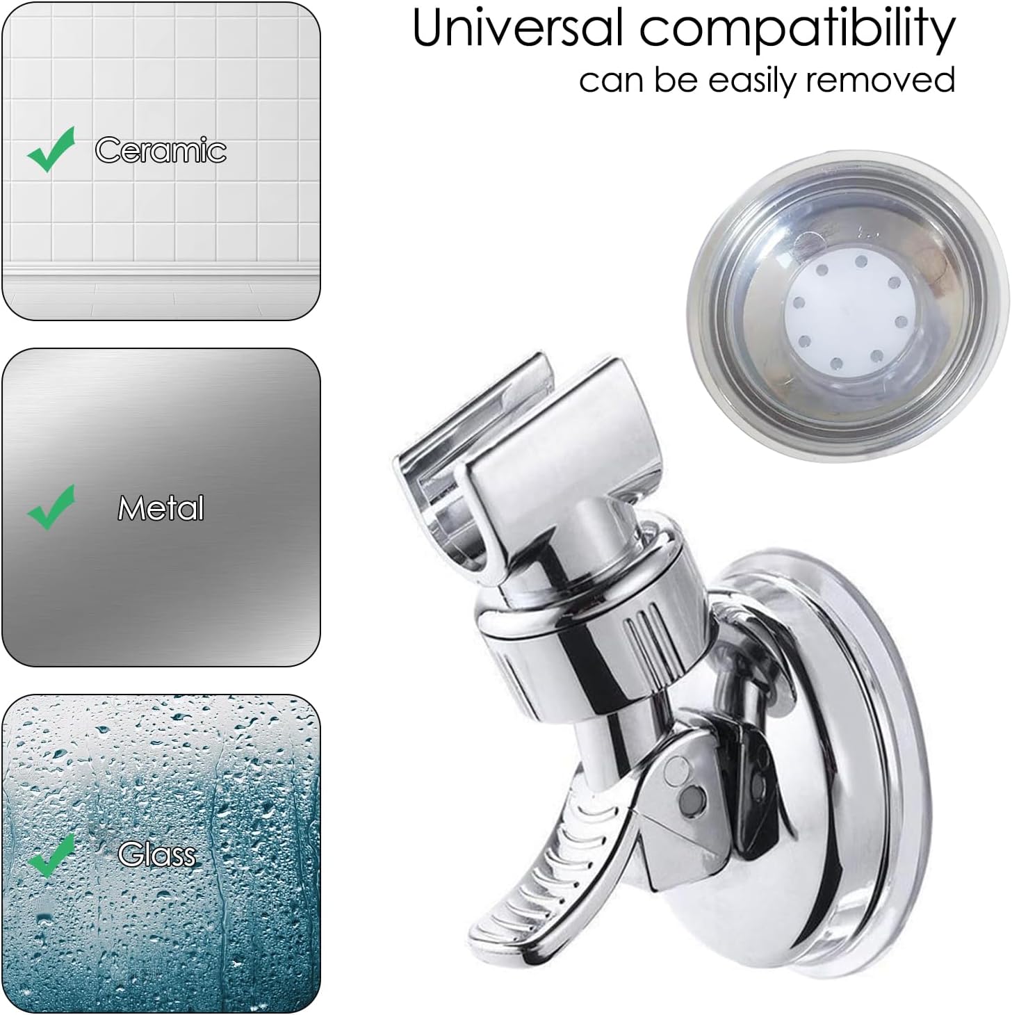 Shower Head Holder - Suction Cup Mounting Without Drilling - 360 Degree Rotatable - Adjustable Angle - Image 4